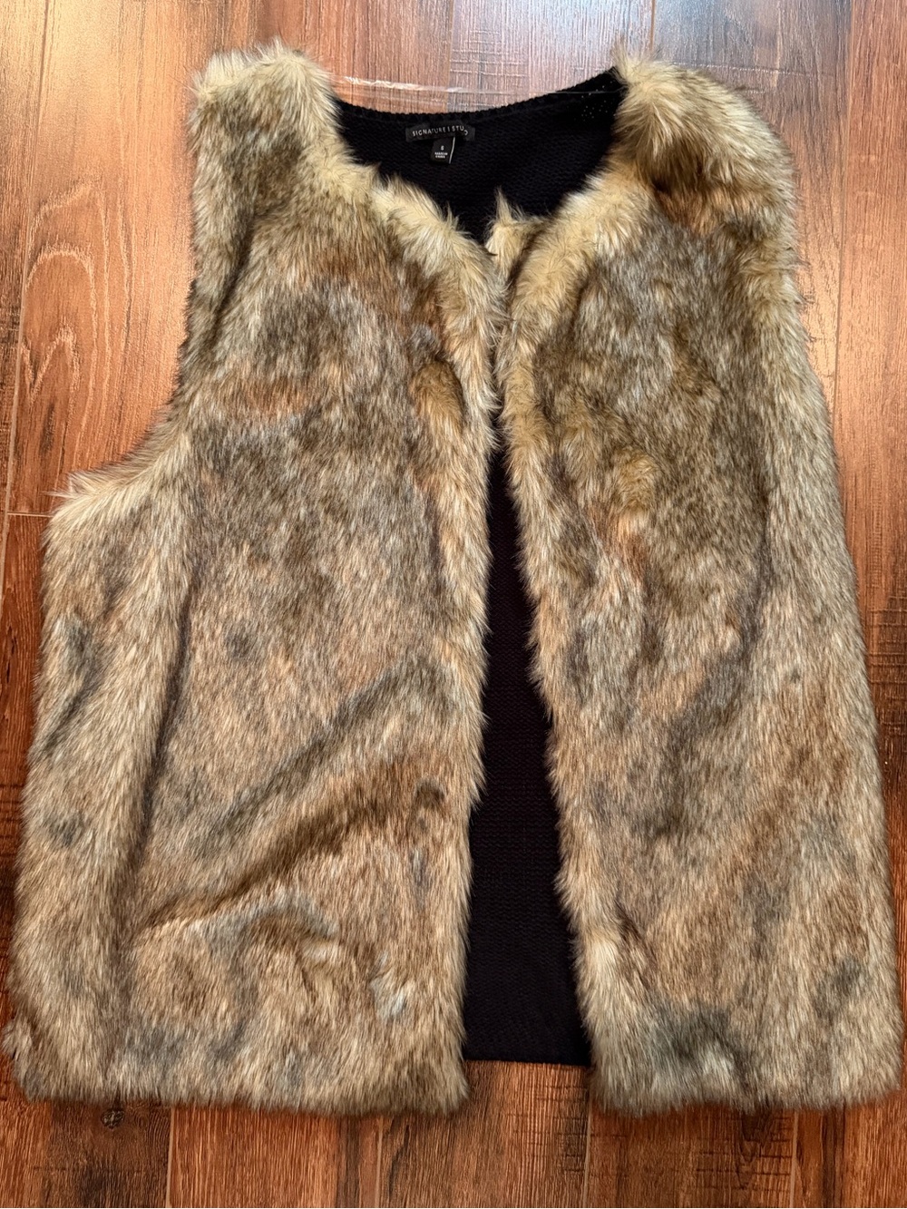 Signature Studio Cozy Faux Fur Vest in Brown Taupe- Small